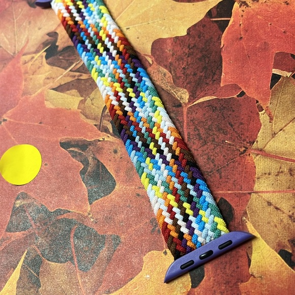 5for$10 Braided 42mm/44mm/45 S/M Apple watchbands Strechband - Rainbow NWT - Picture 3 of 5